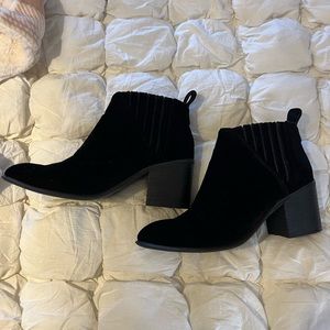 Jeffrey Campbell black velvet boots